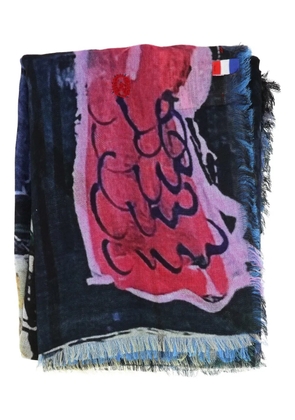 TALKING WALLS fringed scarf - Blue