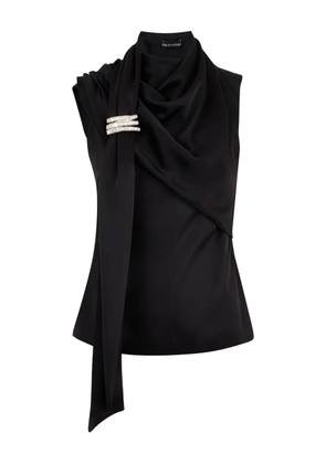 David Koma brooch drape top - Black