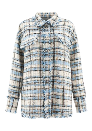 MSGM tweed frayed-edge jacket - Blue