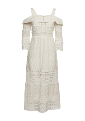 Self-Portrait lace-details midi dress - White