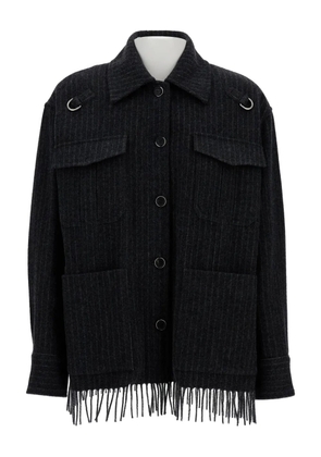 Durazzi Milano pinstripe fringed jacket - Black