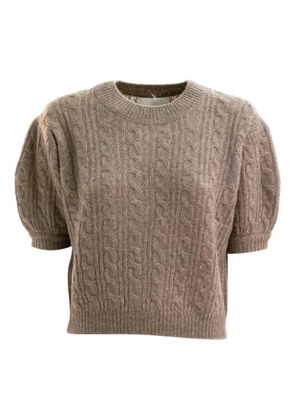 Lisa Yang cable-knit puff-sleeve T-shirt - Neutrals