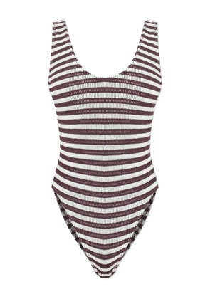 Bond-eye striped swimsuit - Brown