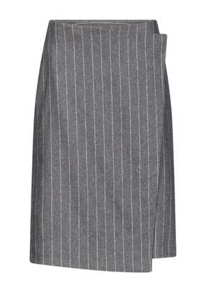 LouLou de Saison MASON pinstripe wrap midi skirt - Grey