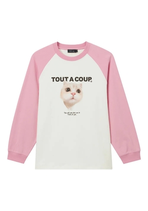 tout a coup cat-print long-sleeve T-shirt - Pink
