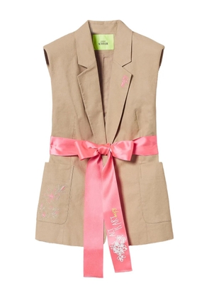 TWINSET belted sleeveless blazer - Neutrals