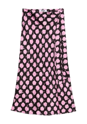 MSGM wrap-effect floral-print midi skirt - Pink