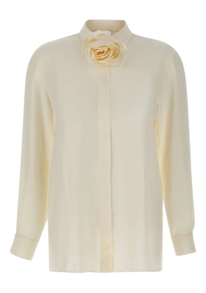 Marella rose-embellished shirt - Neutrals