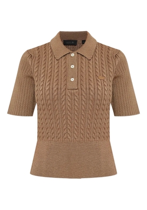 Lacoste cable-knit polo shirt - Brown