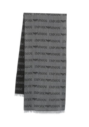 Emporio Armani logo-jacquard scarf - Black