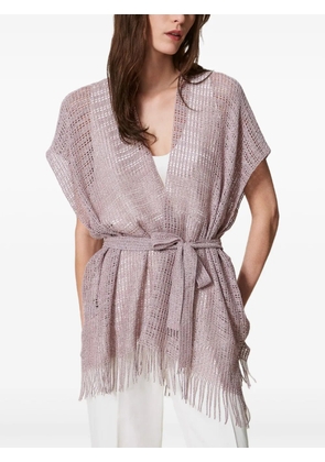 TWINSET fringed open-front cardigan - Pink