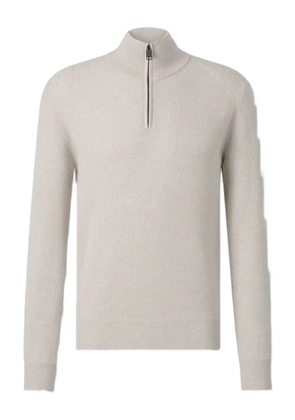 Brioni ribbed zip-neck sweater - Neutrals
