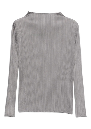 Pleats Please Issey Miyake pleated long-sleeve top - Grey