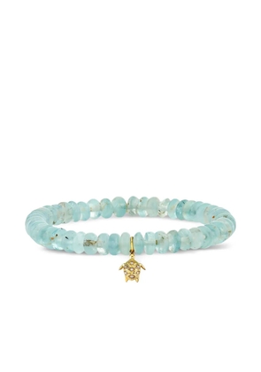 Sydney Evan 14K yellow gold small Turtle aquamarine and diamond bracelet