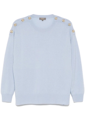 N.Peal button-shoulder round-neck jumper - Blue