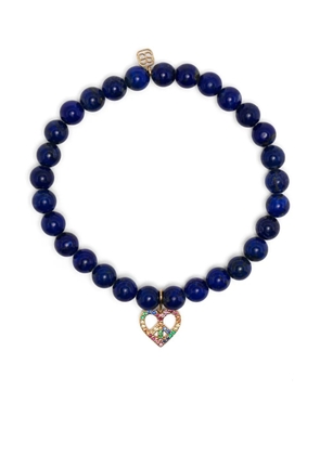Sydney Evan 14kt yellow gold Peace Heart multi-stone bracelet - Blue