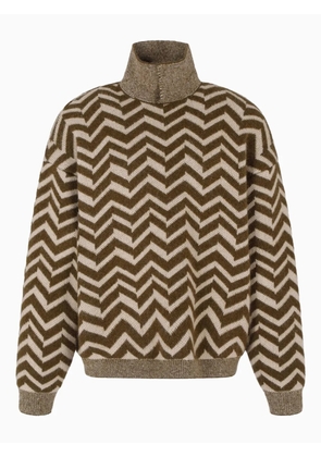Emporio Armani chevron-pattern high-neck sweater - Neutrals