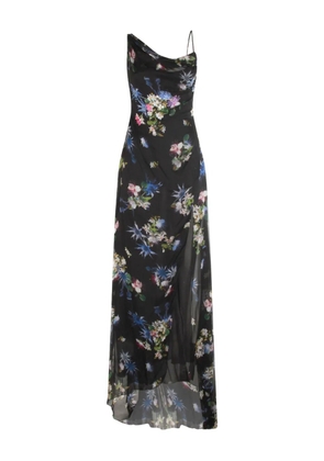 Blumarine embroidered-print silk chiffon dress - Blue