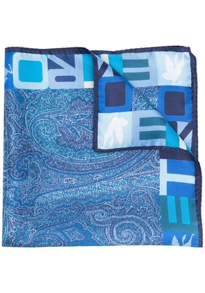 ETRO logo-print edge scarf - Blue
