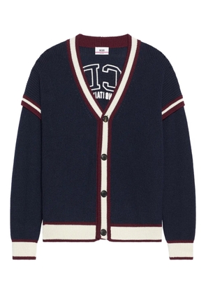 GCDS striped-detail buttoned cardigan - Blue