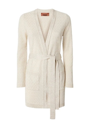 Missoni chevron-pattern belted cardigan - Neutrals