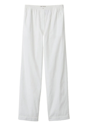 Miu Miu embroidered-logo poplin trousers - White