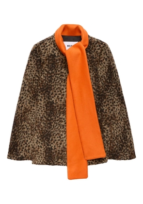 MSGM attached-scarf cape - Brown