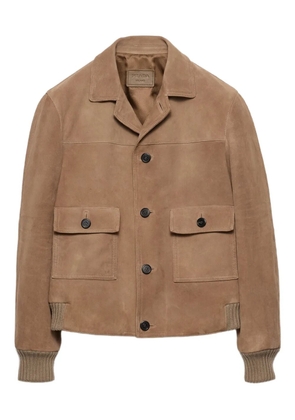 Prada suede patch-pocket jacket - Neutrals