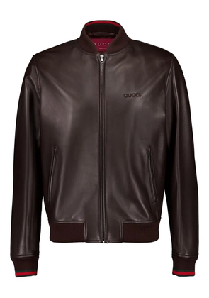 Gucci leather bomber jacket - Brown