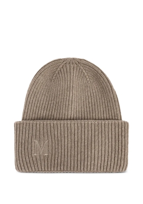 Max Mara Mmretina ribbed embroidered beanie hat - Neutrals
