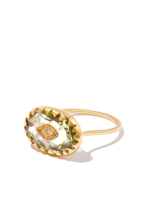 Pascale Monvoisin 9kt yellow gold Amy diamond and amethyst ring