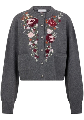 Rabanne floral-embroidered cardigan - Grey