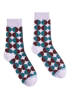 La DoubleJ geometric-pattern cotton-blend socks - Purple