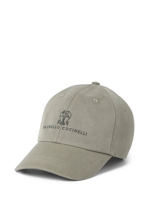 Brunello Cucinelli embroidered cotton baseball cap - Green