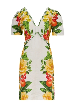 FARM Rio floral-print puff-sleeve maxi dress - White
