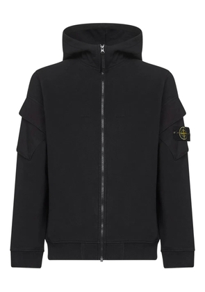 Stone Island zip-front pocket-detail hoodie - Black