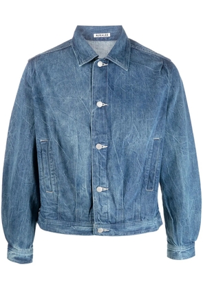 Auralee crinkled-effect denim jacket - Blue