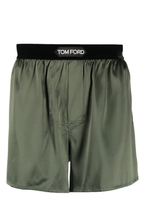 TOM FORD satin logo-waist boxer briefs - Green