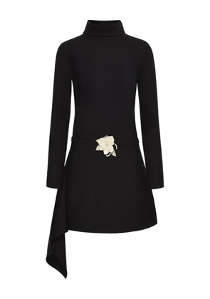 Oscar de la Renta floral belt mock-neck dress - Black