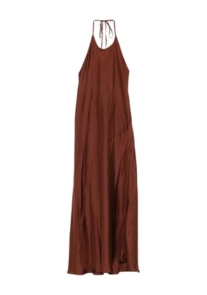St. Agni halterneck twill maxi dress - Brown