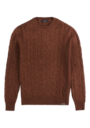 Fay cable-knit crew-neck sweater - Brown