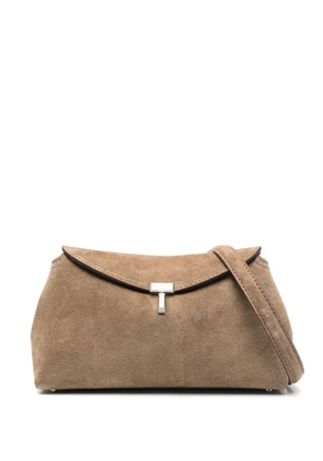 TOTEME T-Lock suede shoulder bag - Brown