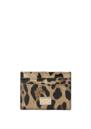 Dolce & Gabbana leopard-print logo-plaque card holder - Brown