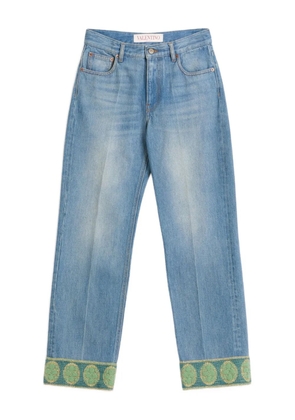 Valentino Garavani jacquard-trim jeans - Blue