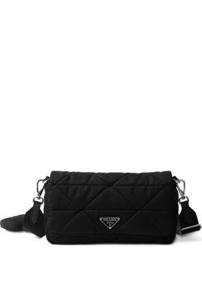Prada stitching padded shoulder bag - Black