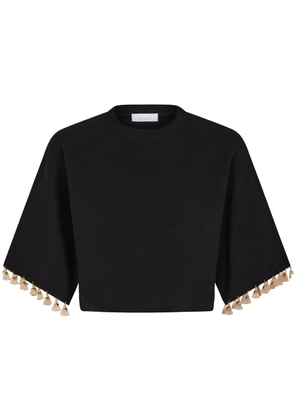 Rabanne knitted cropped T-shirt - Black