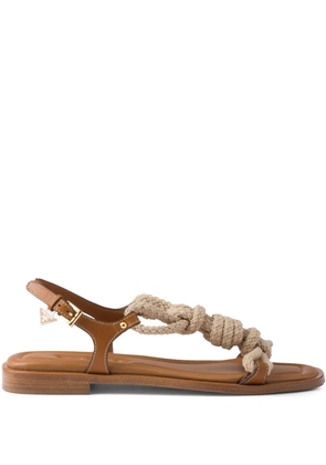 Prada rope-embellished flat sandals - Brown