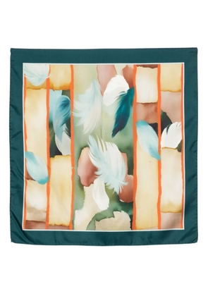 D'aniello abstract-print silk scarf - Green