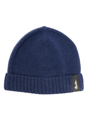 Borsalino logo-patch cashmere beanie - Blue