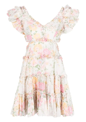 Needle & Thread Sunrise floral-print cotton minidress - White